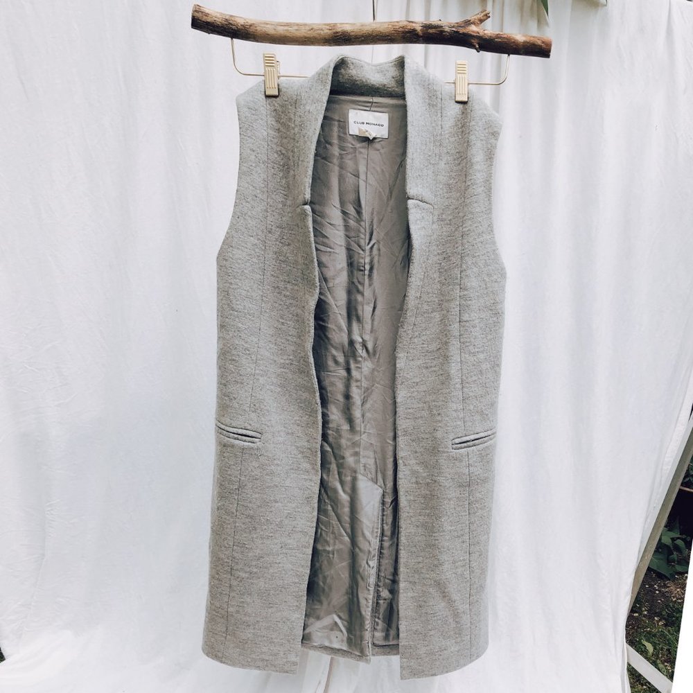 Gray woolen Club Monaco long vest